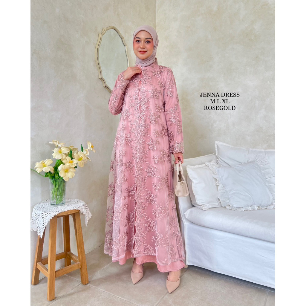 Raisa| Kamila Dress (FREE KALUNG) | Gamis Brokat  Tulle Premium Full Furing | Dress Kondangan Elegan