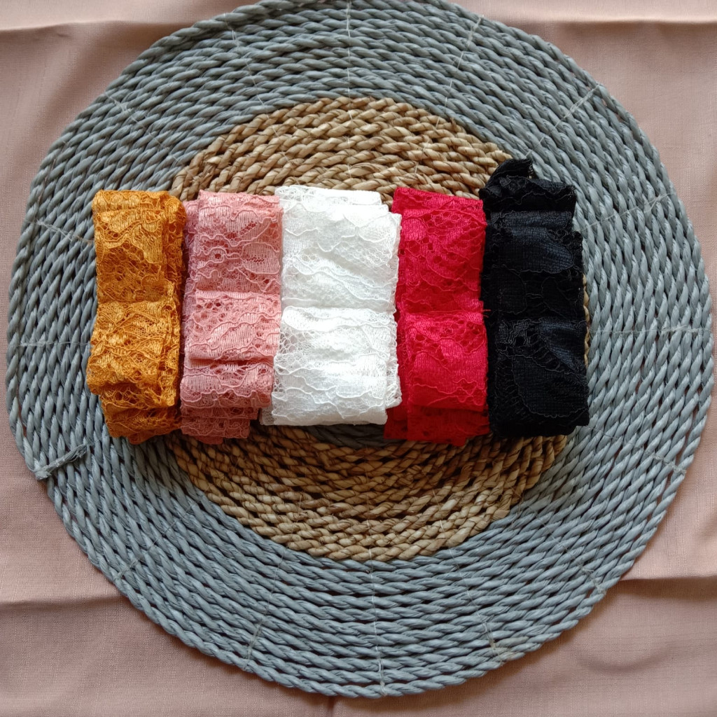 AF Obi Kebaya Modern Brokat / Tali Ikat Pinggang Pita Brukat / Belt Kebaya Aneka Pilihan Warna