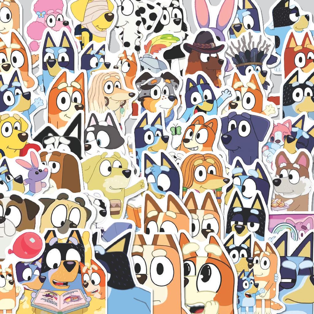 Stiker Cutting Pack Stiker Bluey Dogs Isi 100Pcs Series Aesthetic Lucu Keren Untuk Koper Bahan Vynil