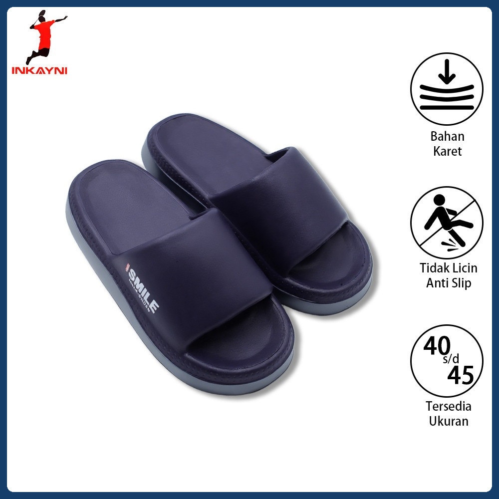 INKAYNI Sendal pria rumah Selop Wedges Pria Dewasa anti air dan Lentur Karet EVA Size40-45 sandal se