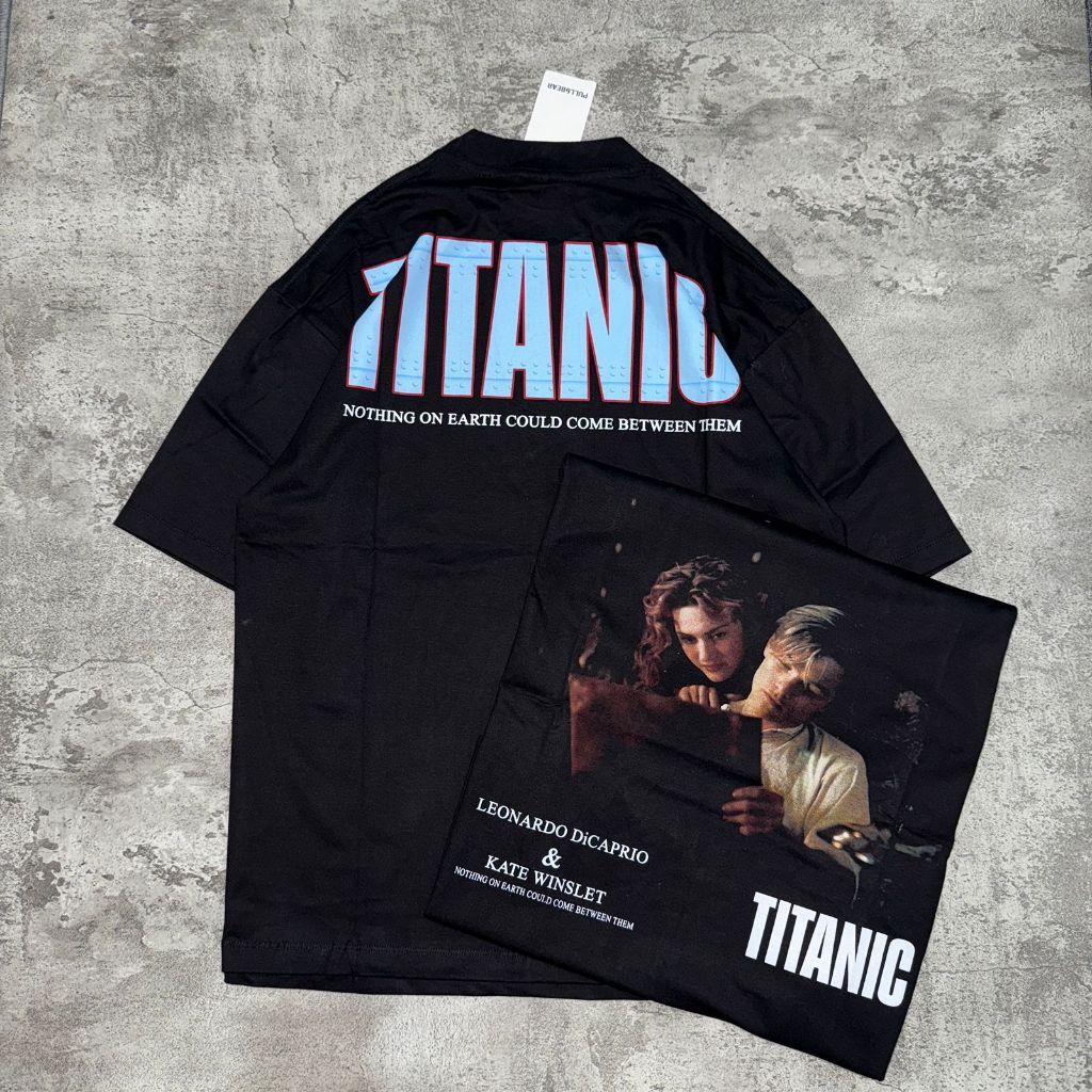 Baju Kaos P&B Oversize TITANIC - T Shirt Vintage Titanic Oversized Black 20s Kaos Pria