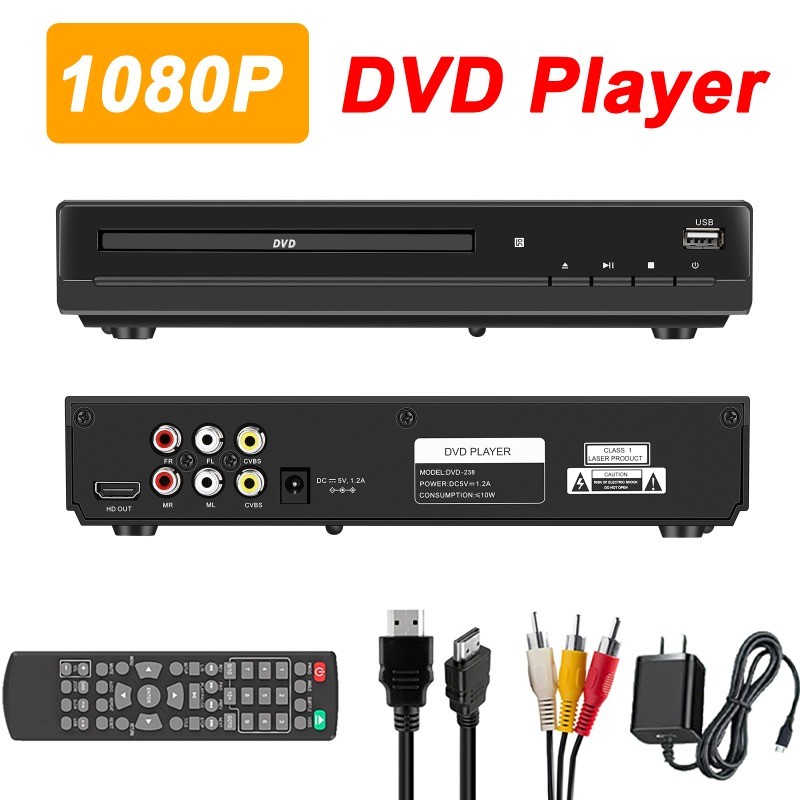 1080P High Definition DVD VCD Player Home Multimea DVD Player Box for TV CD Players HDMI-Compatible 
