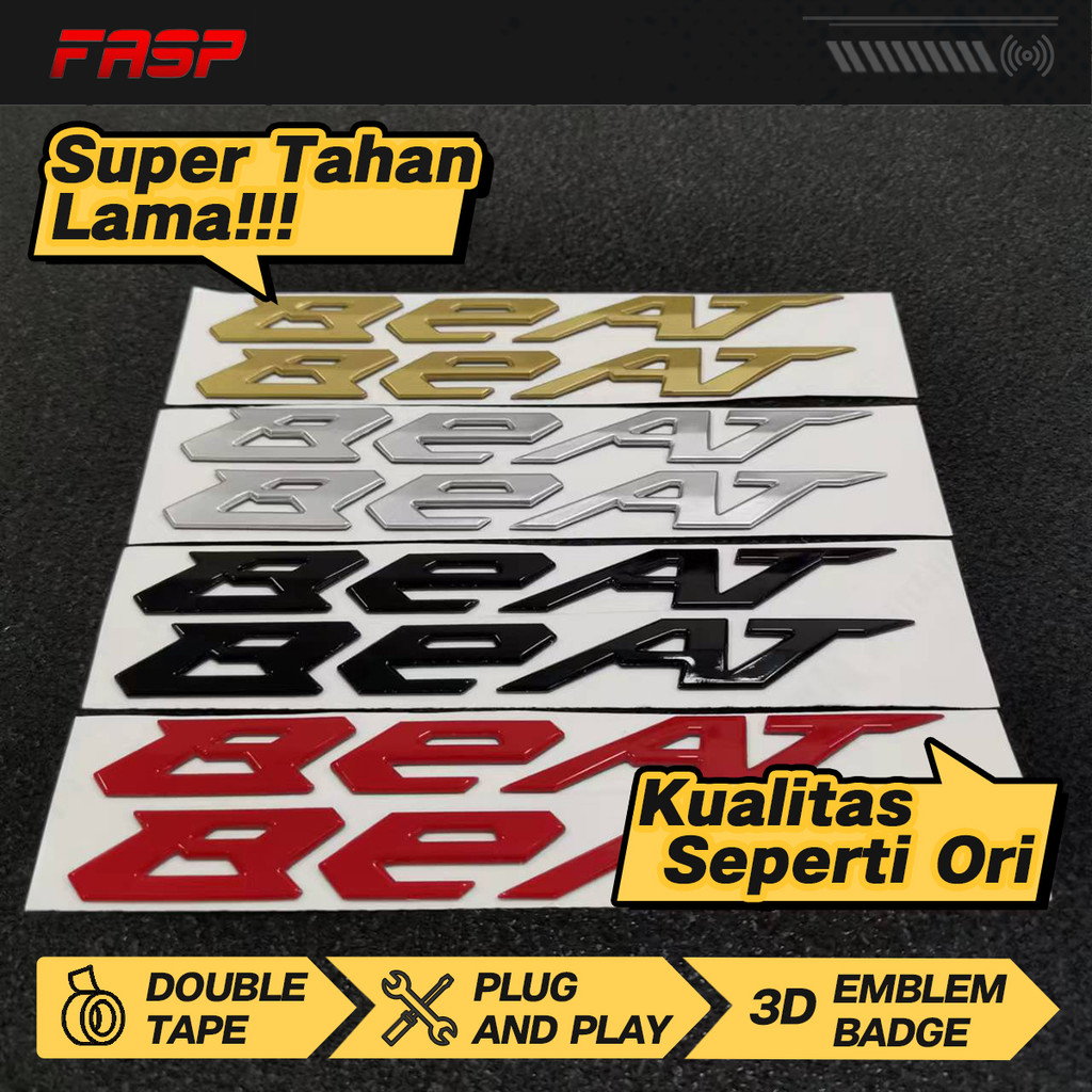 Emblem BEAT Kualitas 2PCS Stiker Timbul 3D Seperti Ori, PVC Soft Mengkilap Stiker Tank Wheel