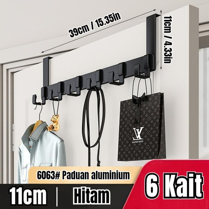 PROMO  Gantungan Baju Pintu Kamar Tidur Gantungan Aluminium Dapat Disesuaikan Gantungan Rak Dinding 