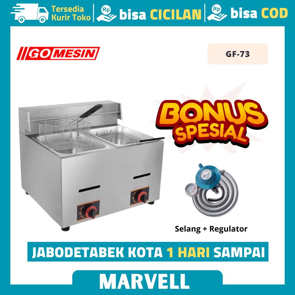 Getra Gf 102g Deep Fryer Gas 2 Tangki Mesin Penggorengan Gas 12 Liter