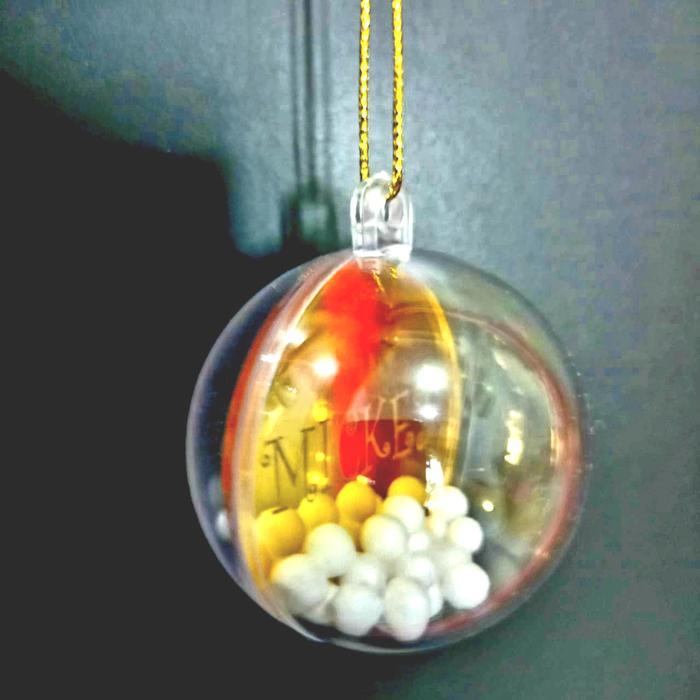 Bola Acrylic Pohon Natal Gravir Nama Acrylic Gold Mirror - Gold
