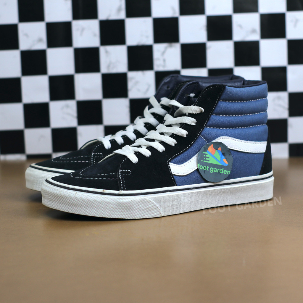 Sepatu Sneakers Sk 8 High Navy White Sneakers Sk 8 Tinggi Biru Tua Free Stiker