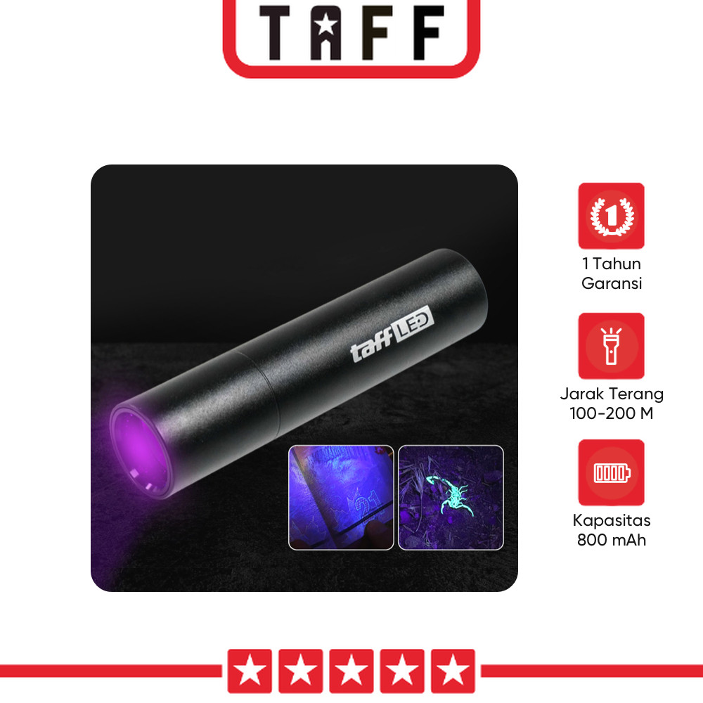 TAFFLED Senter UV Ultraviolet Mini Flashlight Money Detector 365nm - S11-Z