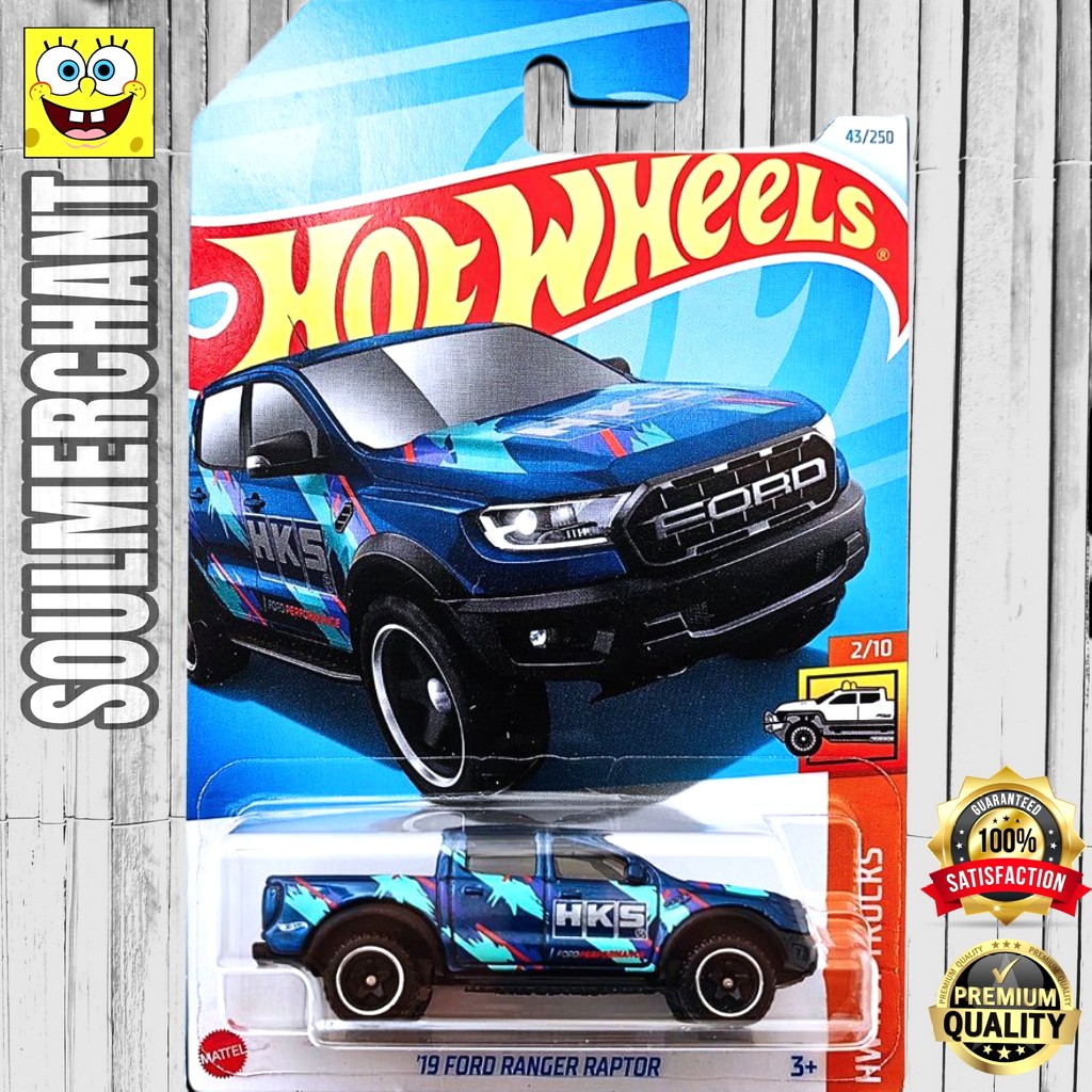 Hot Wheels 19 Ford Ranger Raptor Biru Diecast Mobil Pickup Offroad