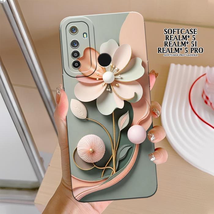 Case Realm* 5/5i/5 Pro Terbaru - Fashion Case Bunga - Casing Realm* 5/5i/5 Pro - Silikon Pro Camera 