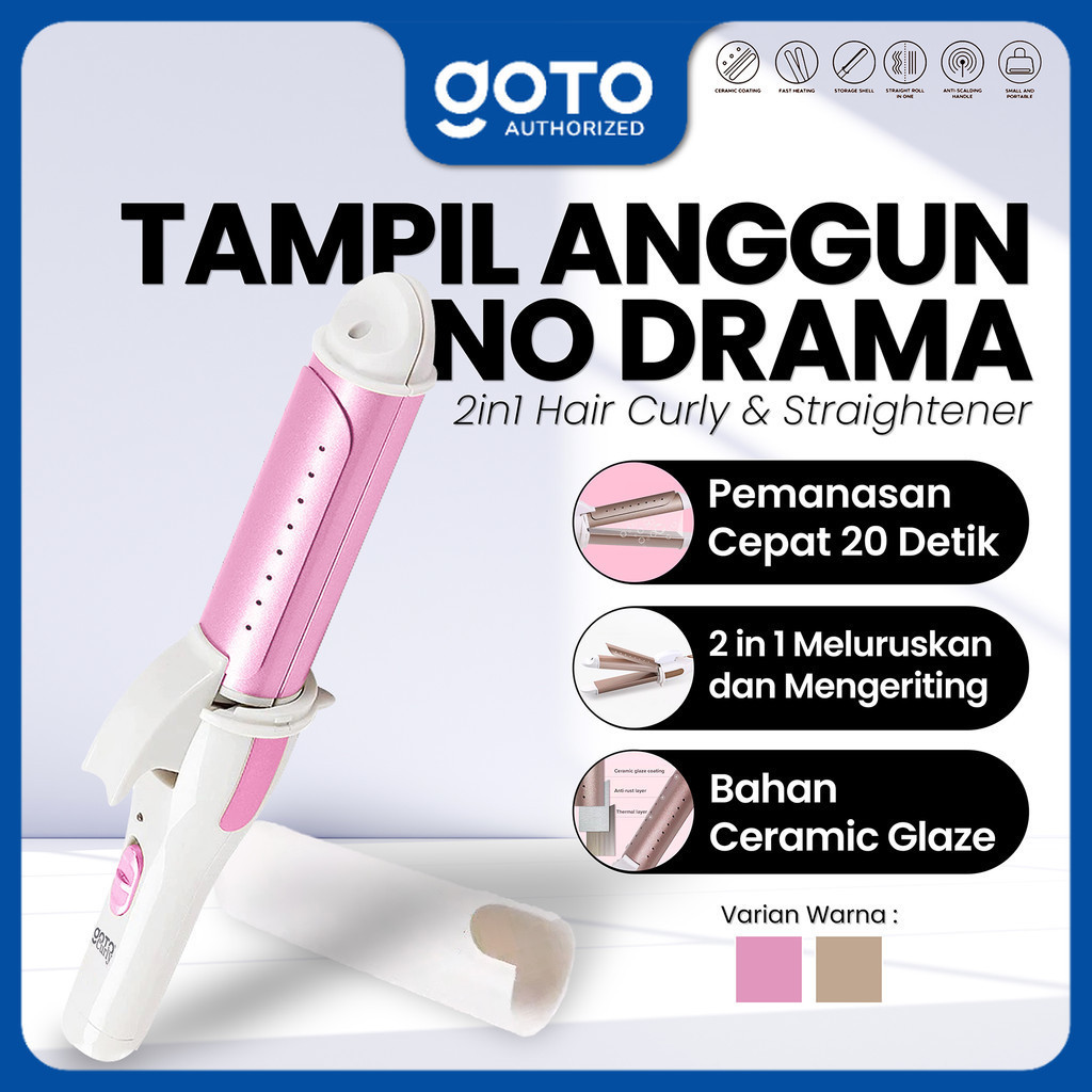 (Promo Terbatas) [BEST SELLER] Goto Curly Catokan Rambut Catok Lurus Keriting 2in1 Hair Straightener