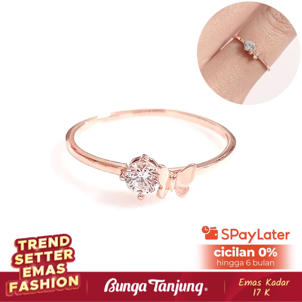 CINCIN KIARA KUPU KUPU - EMAS 17K - BUNGA TANJUNG GOLD