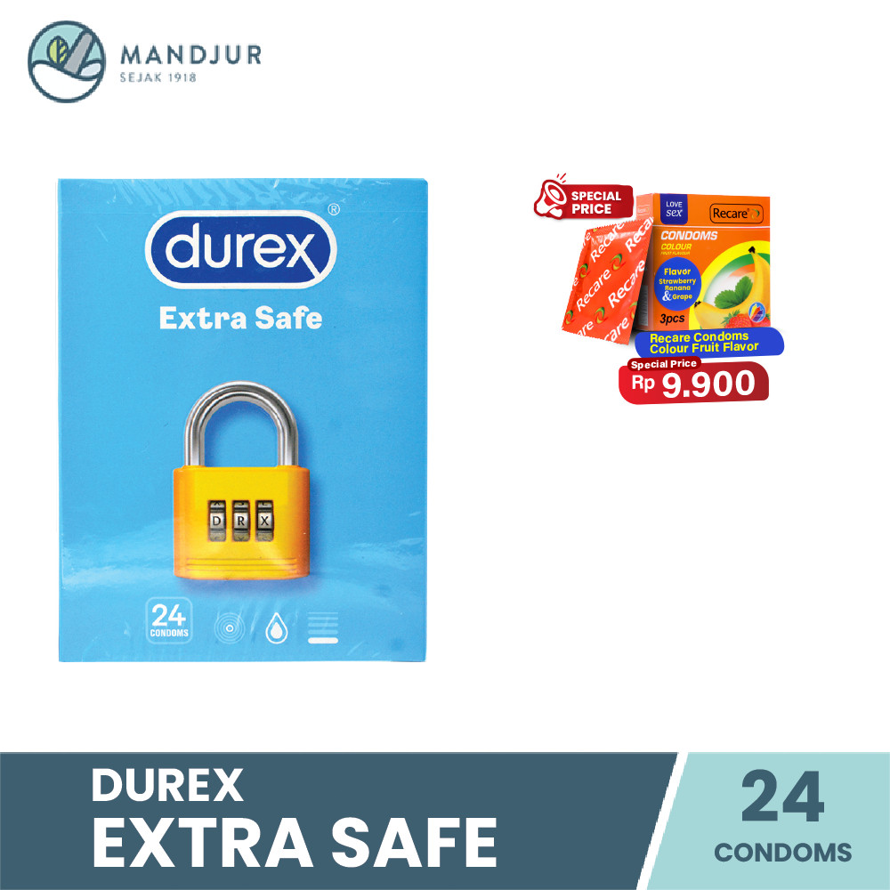 Kondom Durex Extra Safe Kondom Tebal Pria Lebih Aman Isi 24 - Kondom Ekstra Proteksi