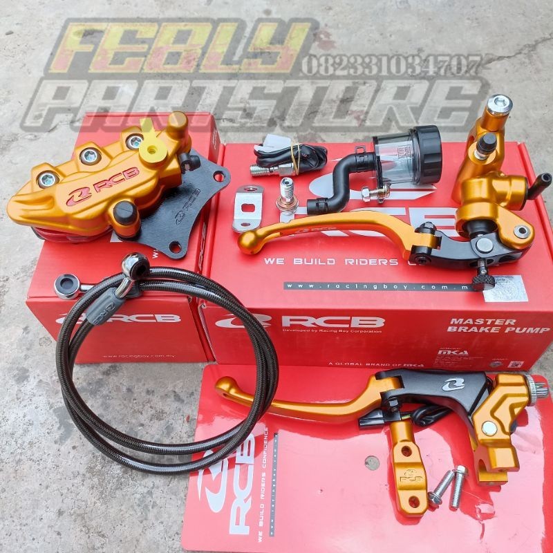 PAKET SET MASTER REM RCB S1 SET KOPLING S1 ORIGINAL KALIPER RCB S SERIES GOLD SELANG REM RCB TITANIU