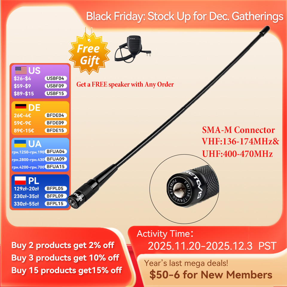 Retevis RHD-771 RT3S Rao Amateur Antennas SMA-M Male VHF UHF Whip Antennas for Retevis RT3S RA89 HA1