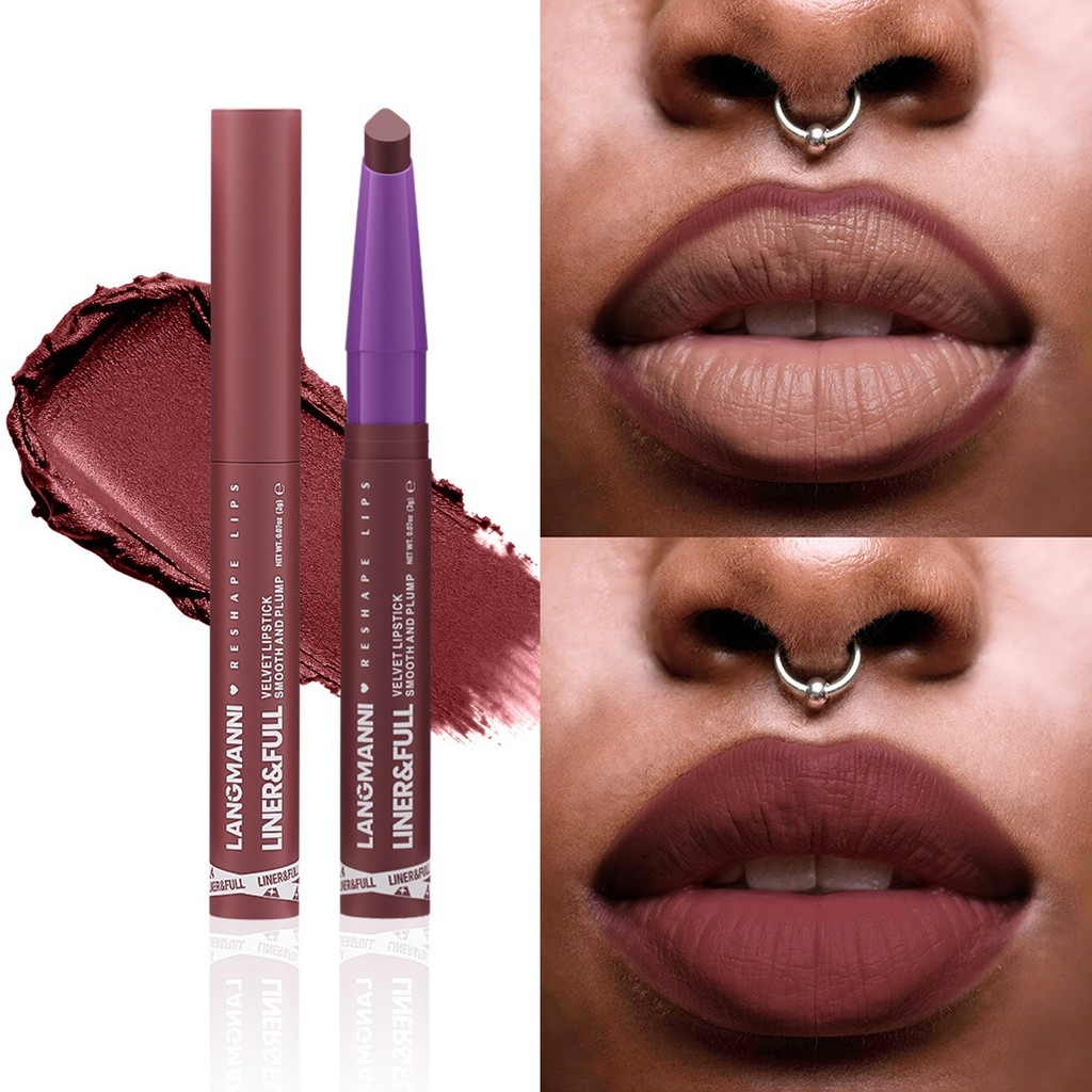 Lipstik Pensil Matte 12 Warna, Tahan Air, Tahan Lama, Tidak Lengket, Kosmetik Warna Noda Bibir Merah