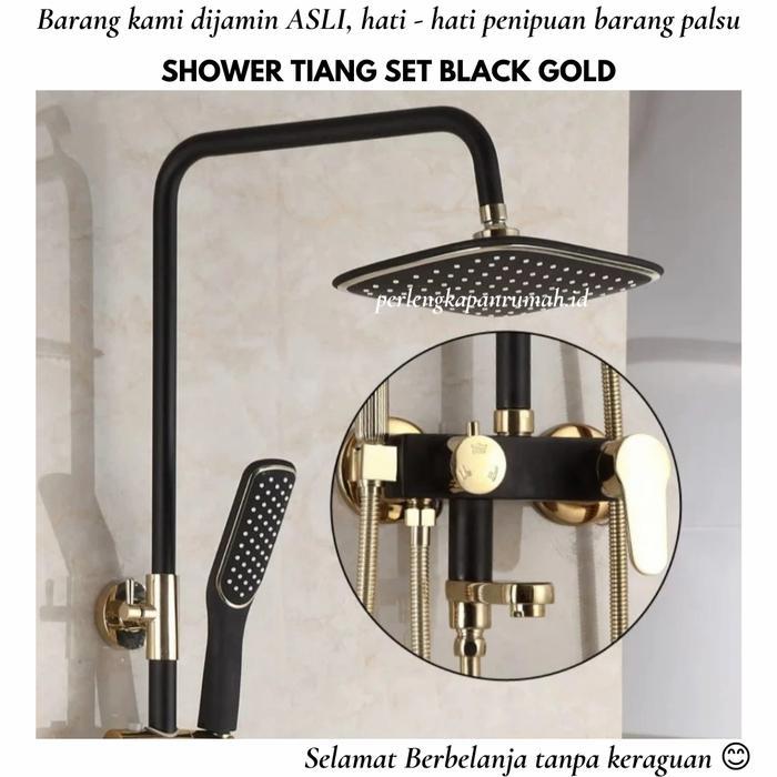 SHOWER TIANG SET COLUMN KRAN MIXER PANAS DINGIN WHITE GOLD PUTIH EMAS - BLACK GOLD