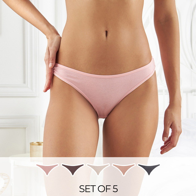Max Fashions Celana Dalam Wanita Pack of 5 - Plain Bikini with Elasticised Waistband