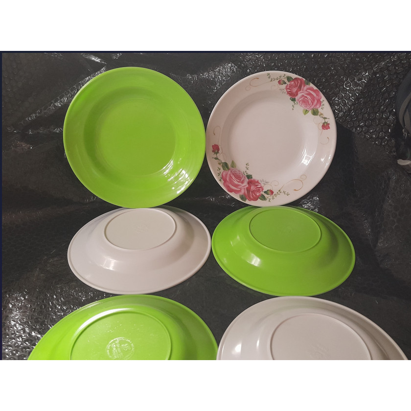 OBRAL MURAH  PIRING BULAT MELAMIN ISI 12 PCS,  PIRING MAKAN MELAMIN, PROMPIRING SOTO,  PIRING PECEL 