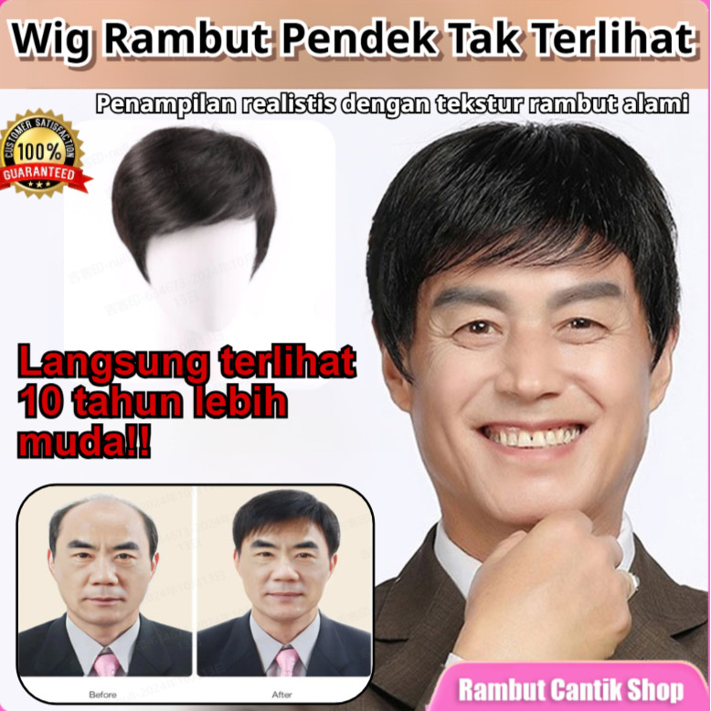 JUELREOU - [COD/GRATIS ONGKIR] Rambut Palsu Penuh Bisnis Alami dan Realistis untuk Pria Usia Menenga