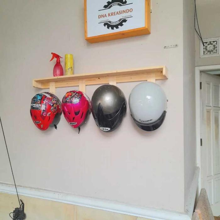 ambalan rak helm kayu jati belanda