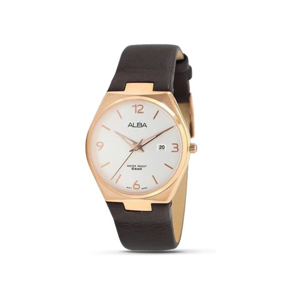 ALBA AH7S28 Jam Tangan Kulit Wanita Coklat Quartz Analog Original