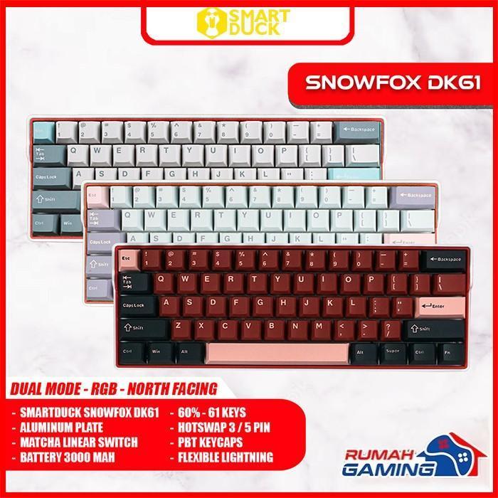 MECHANICAL KEYBOARD - AXE - SMARTDUCK DK61 - RGB - HOTSWAP - 2 MODE keycaps - CYAN RED KNIGHT