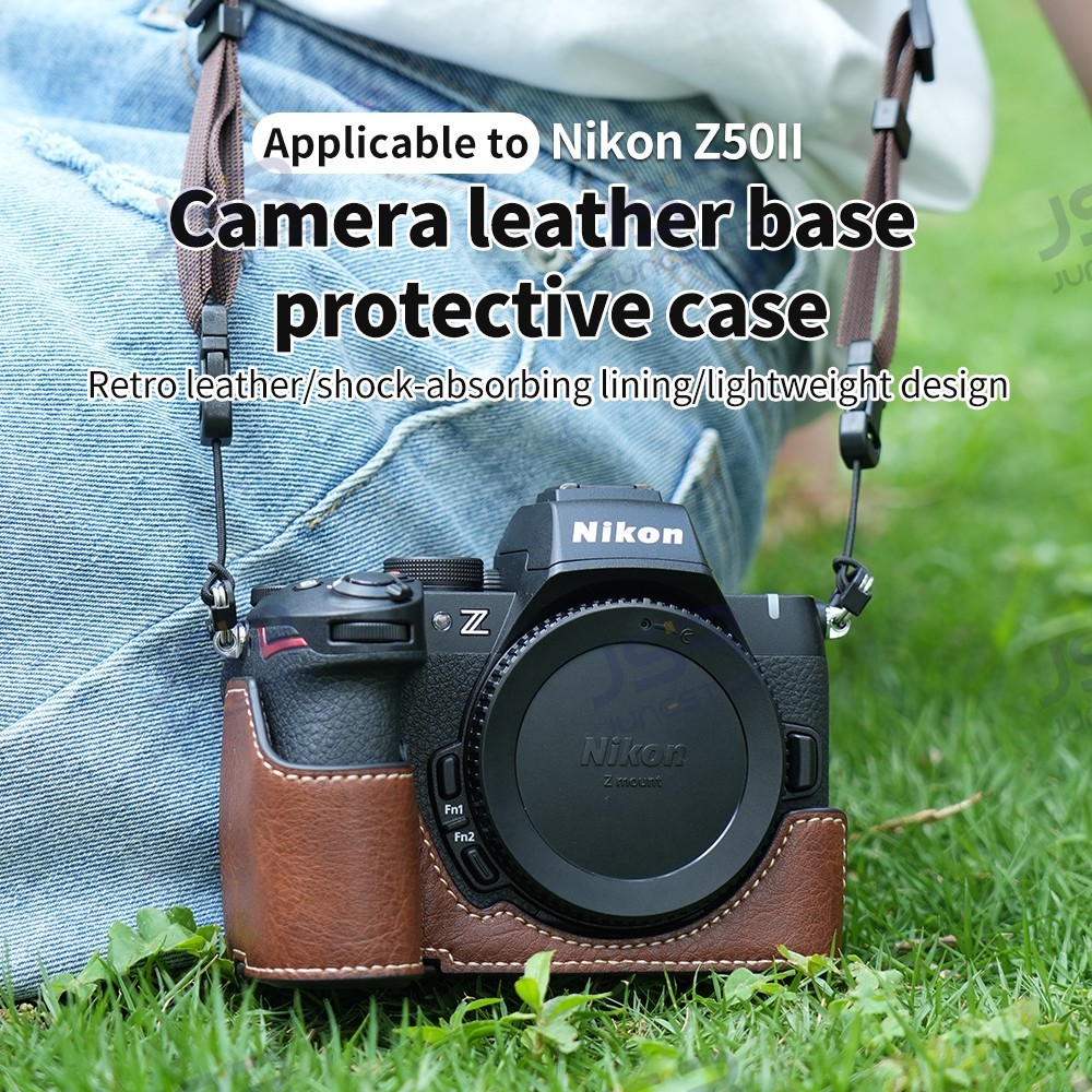Suitable for Nikon Z50 second-generation camera base buffalo pattern leather half pack protective co