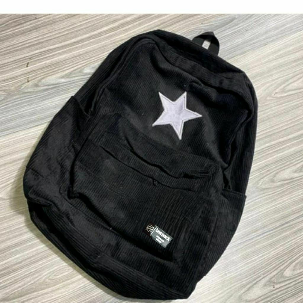 tas ransel corduroy pria hitam