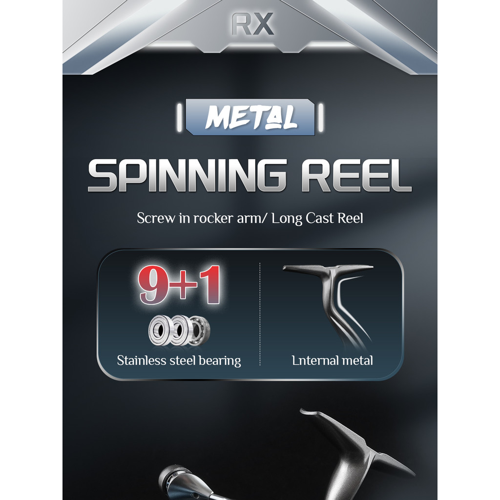 ROOBLINOS   RX  Heavy Duty Metal Spinning Reel Stainless Steel Bearings Left Right Hand Retrieve Alu