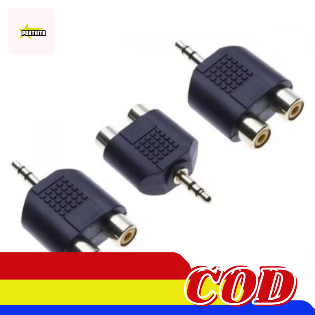 Jack stereo 3.5mm to RCA [COD] CONVERTER JACK RCA TO 2 COVER RCA JACK T RCA MINI STEREO