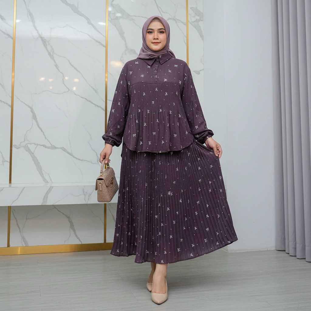 Bundalicious_Clodia Rok Set Crinkle Premium - ONE SET ROK WANITA KOREAN STYLE - SETELAN ROK MOTIF PR