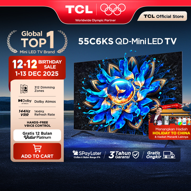 TCL 4K QD-Mini LED TV 55 Inch C6KS - High HDR Brightness - Dolby Vision & Atmos - IMAX Enhanced - 14