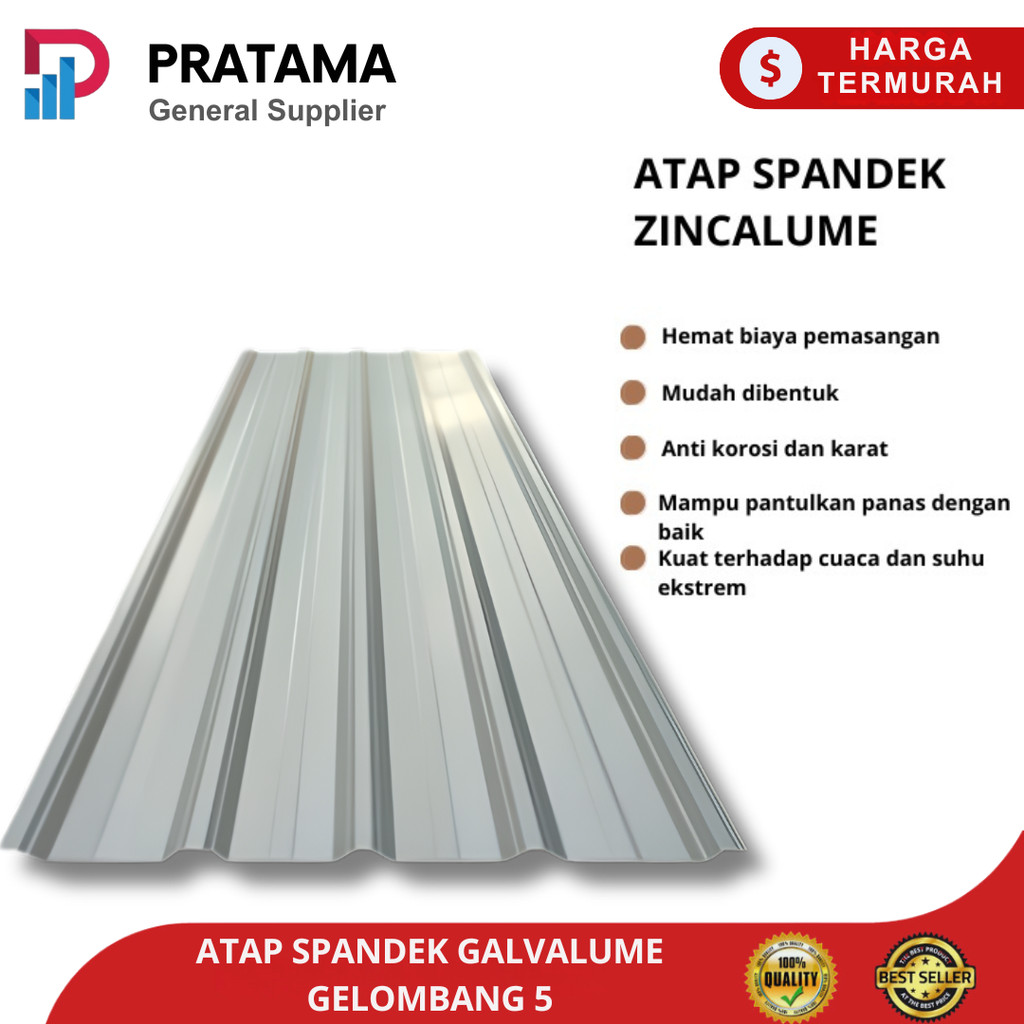 Atap Spandek Galvalum gelombang 5 - atap baja ringan 75cm - atap rumah kanopi