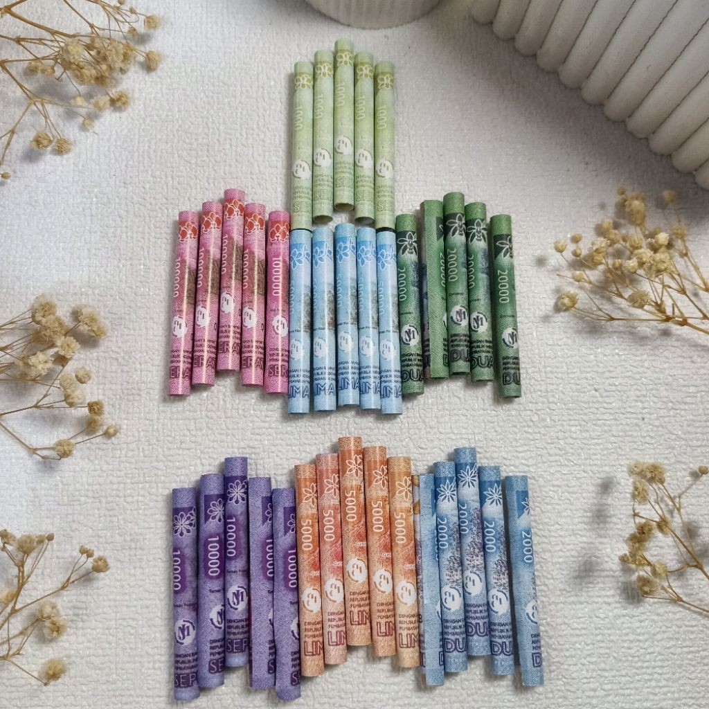 Replika Uang mainan Uang gulungan bahan mahar hiasan mahar dekorasi mahar