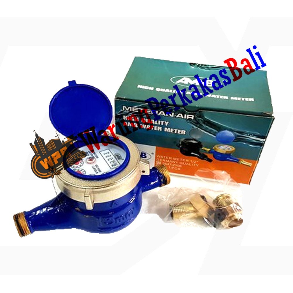 AIMB Meteran Air 1/2"  SNI PDAM Pamsimas Body Besi 4 Jarum Indikator Meteran Air Pipa 1/2 Inch Water