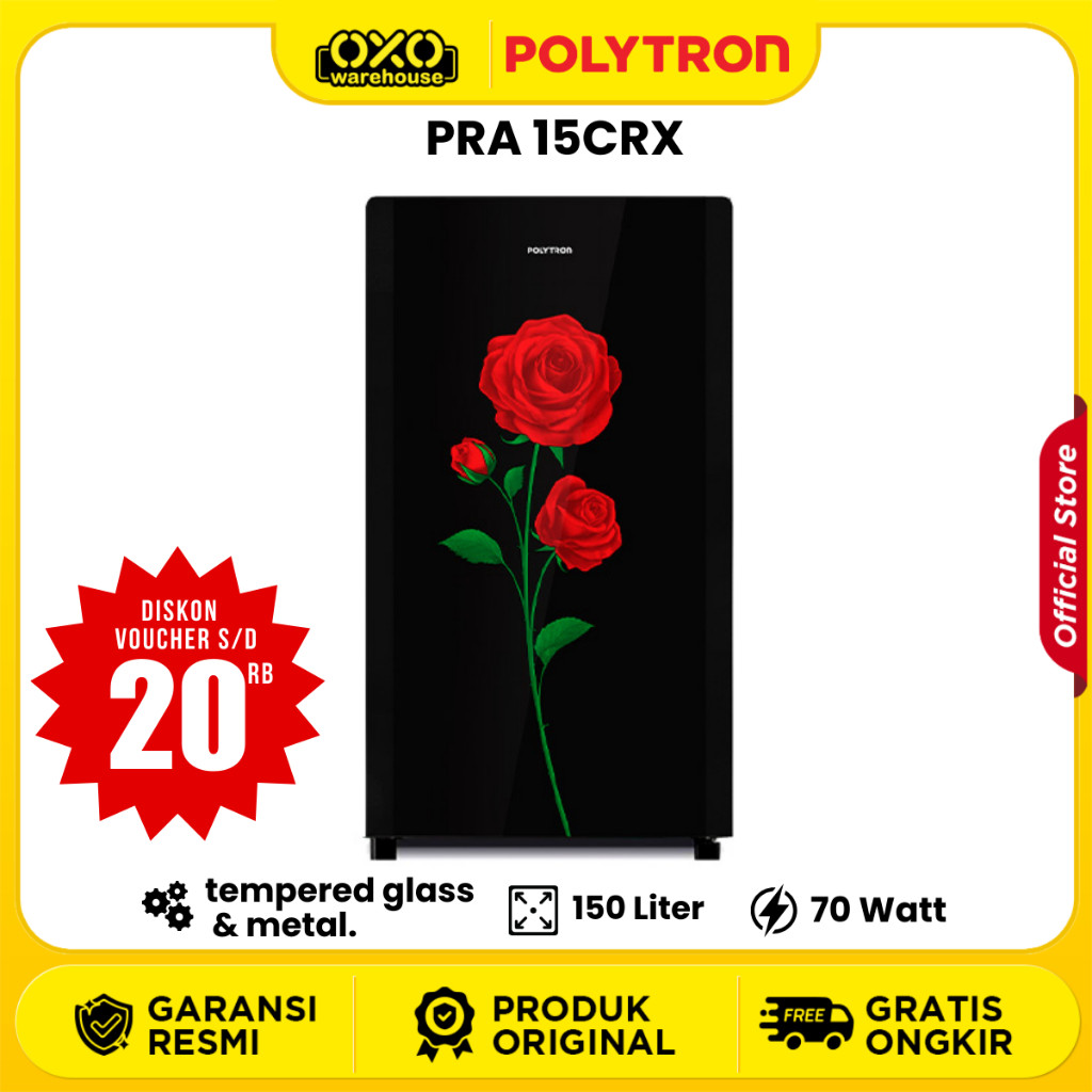 [NEW] Polytron Kulkas PRA-15DRX 1 Pintu 150 Liter Lemari Es Low Watt Garansi Resmi