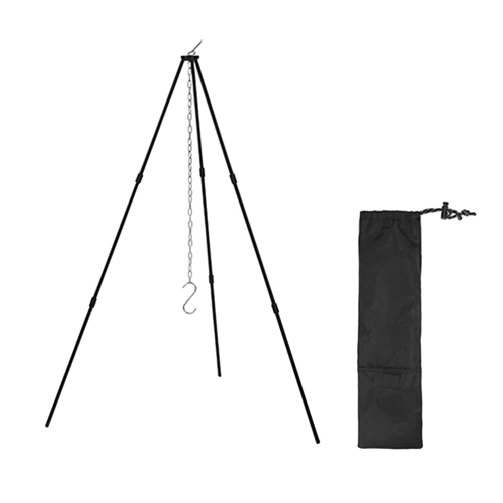 Triangle Support Aluminum Alloy Outdoor Cooking Tripod Stainless Steel Chain Cooking Pot Frame Tool 