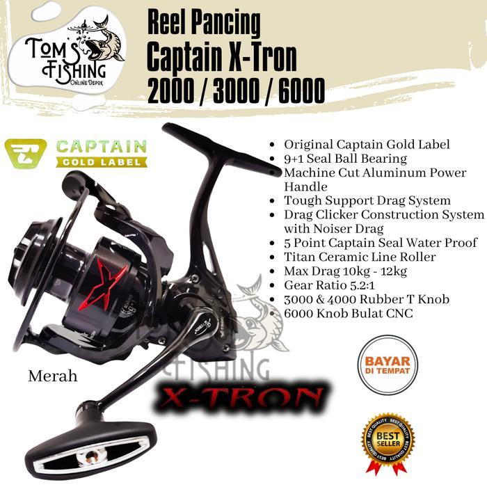 Reel Pancing CAPTAIN X-TRON 2000 / 3000 / 6000 Gold Label (9+1 Bearing) Power Handle - Toms Fishing 