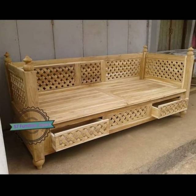 Bangku Unik Minimalis/bale bale kursi panjang kayu jati Jepara/kursi teras Mentahan