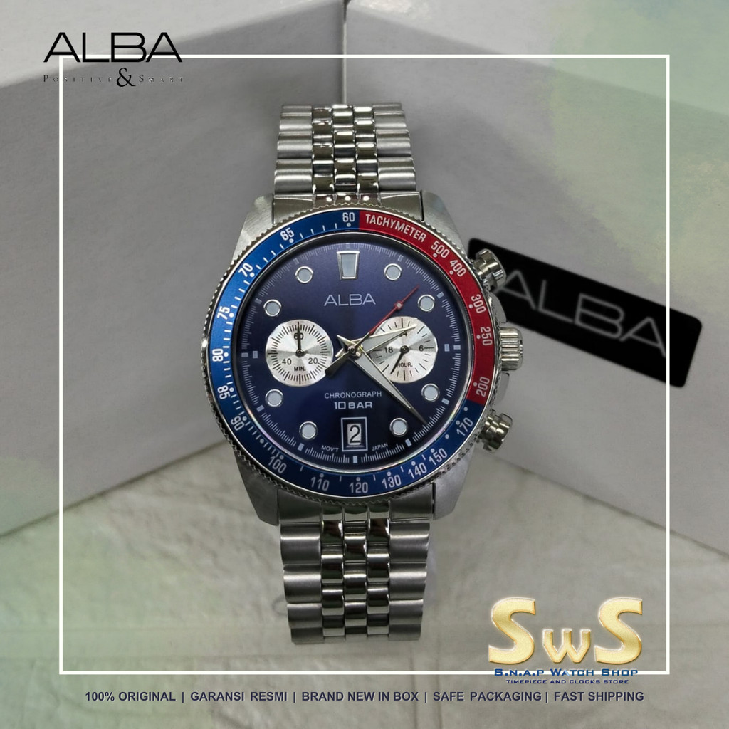 Alba New Model 2025 A4B027 A4B027X1 45 mm Chronograph Tachymeter Original Garansi Resmi Jam Tangan P