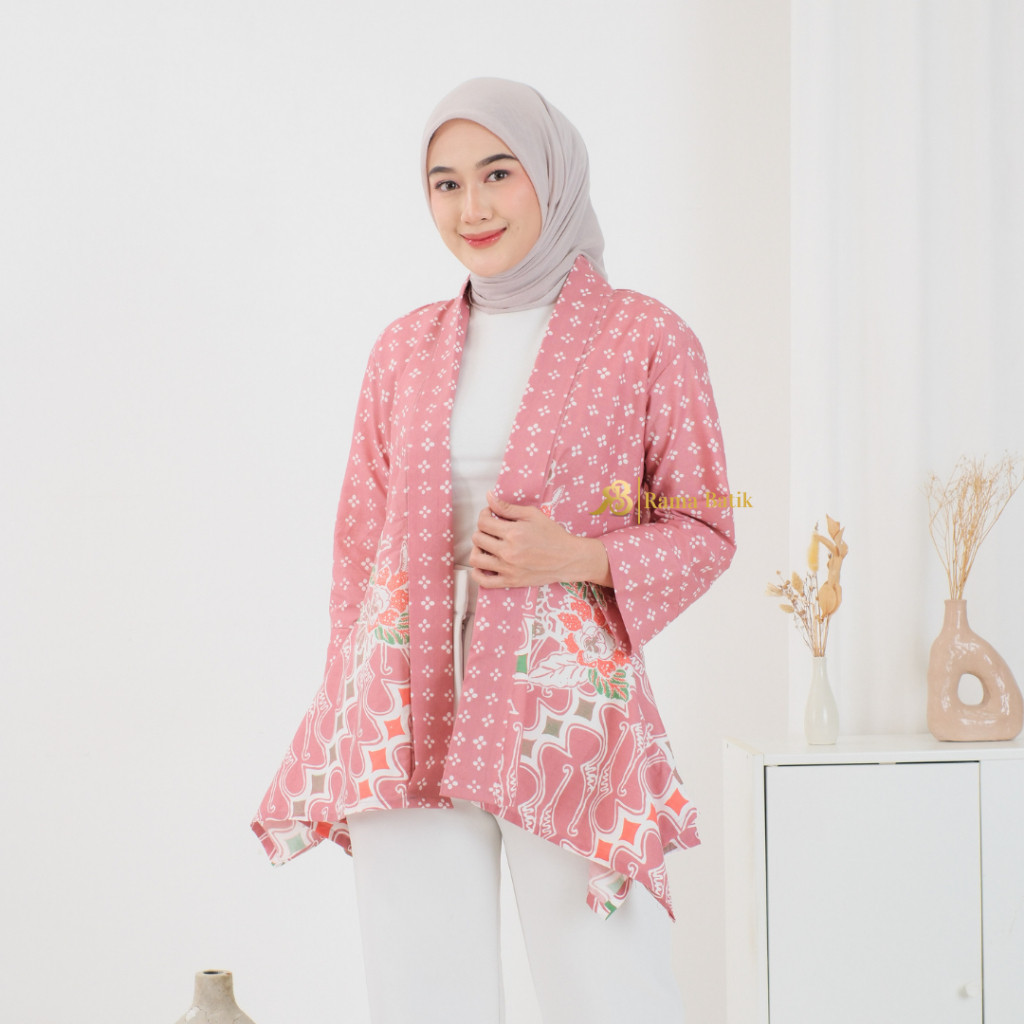 Terlaris   Blazer Batik Atasan Wanita Outer Batik Kantor Modern Lengan Panjang Motif Monica