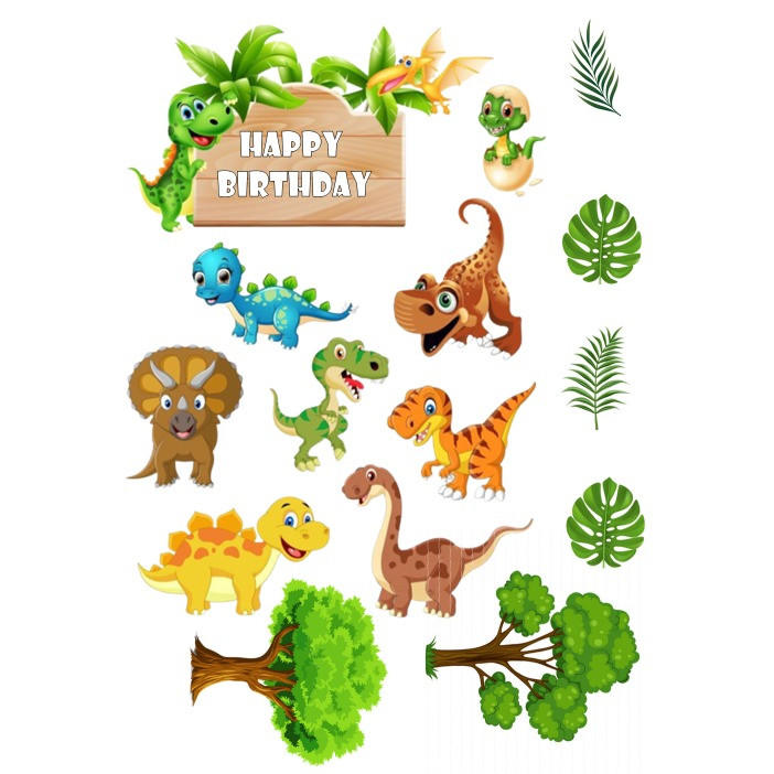 Topper DINOSAURUS CUTE | Hiasan Kue ULTAH Tema DINO Cartoon