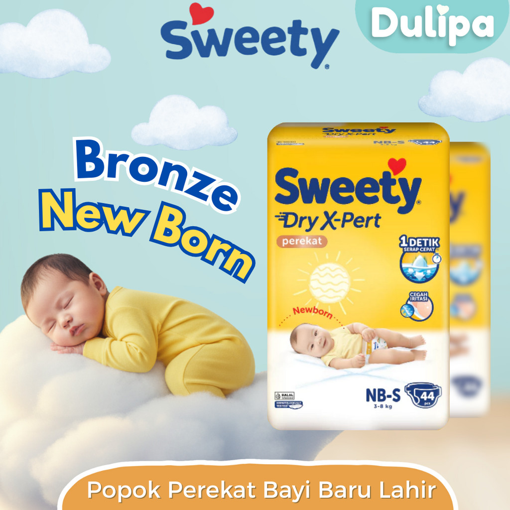 Sweety Bronze NEWBORN NB S44 Popok Perekat Bayi Baru Lahir Sweety NBS44 Pampers Bayi Baru Lahir