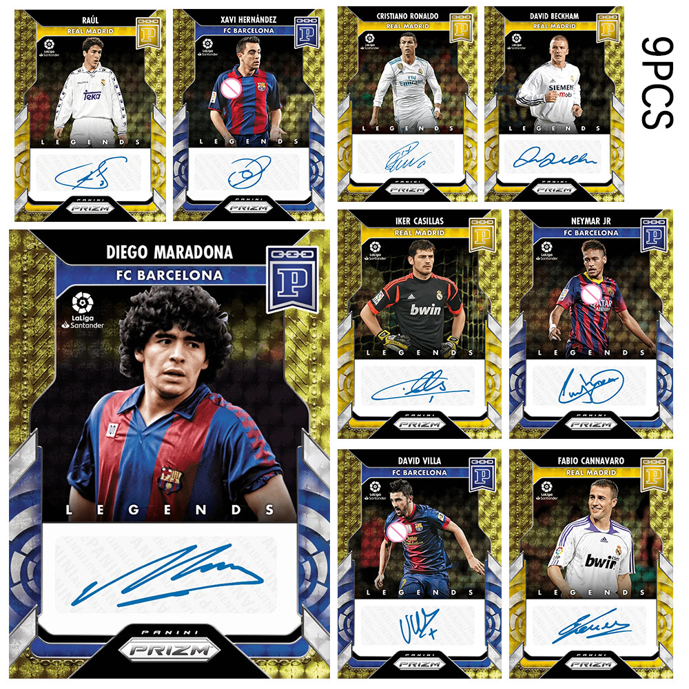 PANINI 9PCS Soccer star card homemade EGO MARADONA NEYMAR JR FABIO CANNAVARO RAUL signature Collecti