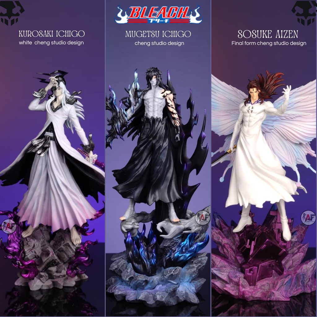 Statue Action Figure Bleach Ichigo Kurosaki Mugetsu, White & Sosuke Aizen Final Form Cheng Studio