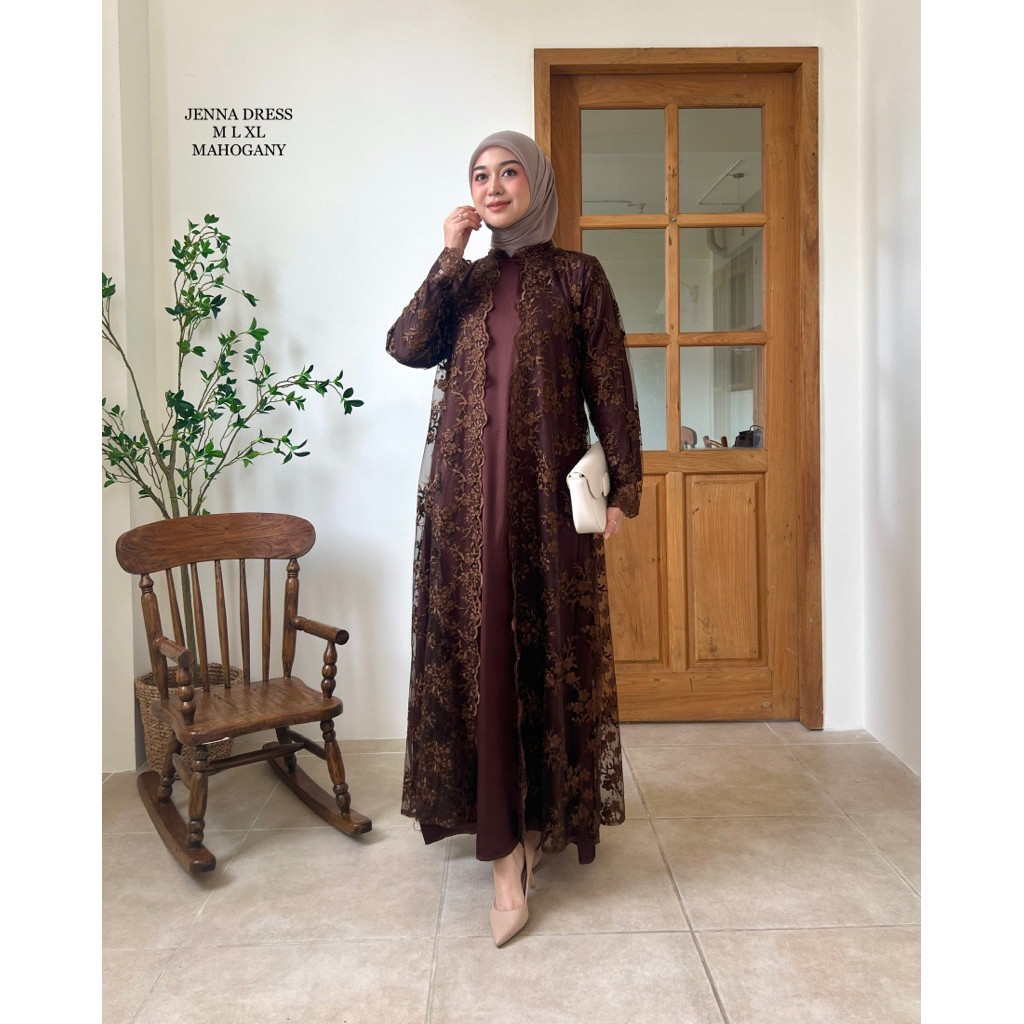 Raisa| Kamila Dress (FREE KALUNG) | Gamis Brokat  Tulle Premium Full Furing | Dress Kondangan Elegan