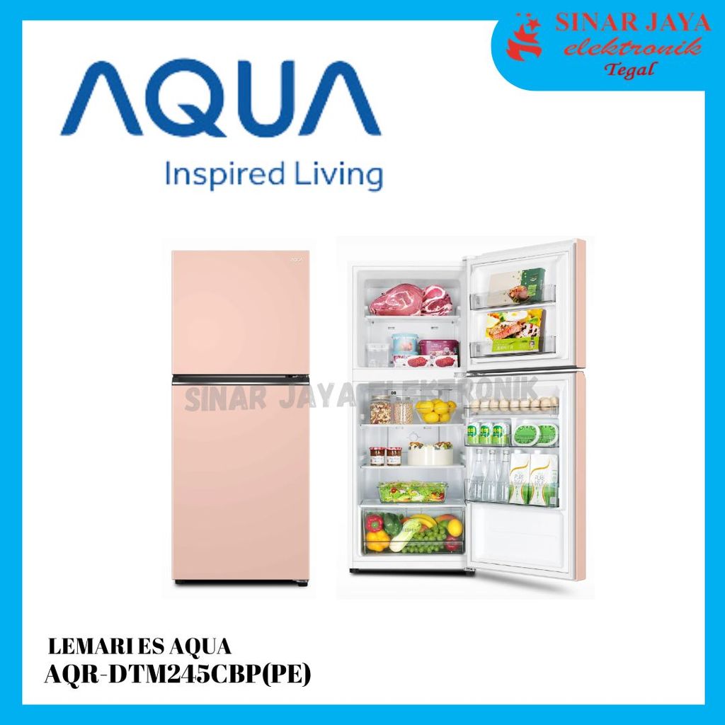 LEMARI ES AQUA AQR-DTM245CBP(PE) 2 PINTU 185 LITER / KULKAS AQUA 2 PINTU