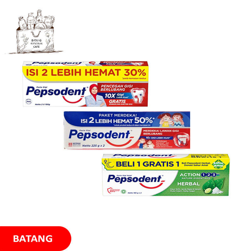 PEPSODENT PENCEGAH GIGI BERLUBANG 225 PAKET HEMAT MERDEKA  2 X 225 GR GROSIR BPC