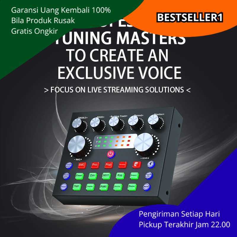 Sound Card USB Bluetooth External Mixer Dengan Efek Suara Karaoke Live Chip DSP Bass Treble Reverb B